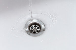 Water draining into sink